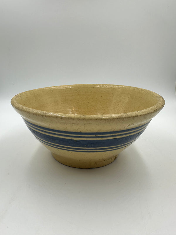 Stoneware Kitchen Bowl with Blue Stripes