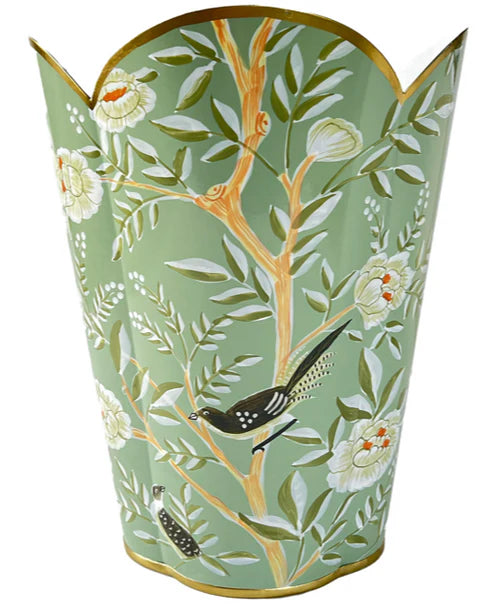 The Enchanted Home - Celadon Chinoiserie Waste Paper Basket