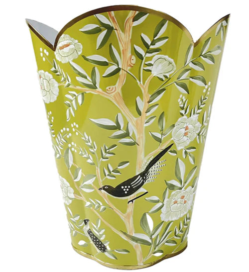 The Enchanted Home - Citron Green Chinoiserie Wastepaper Basket