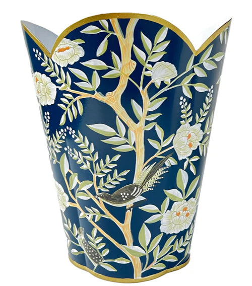 The Enchanted Home - Navy Chinoiserie Wastepaper Basket