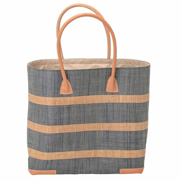 Rockflowerpaper - Raffia Grey Stripe Beach Tote