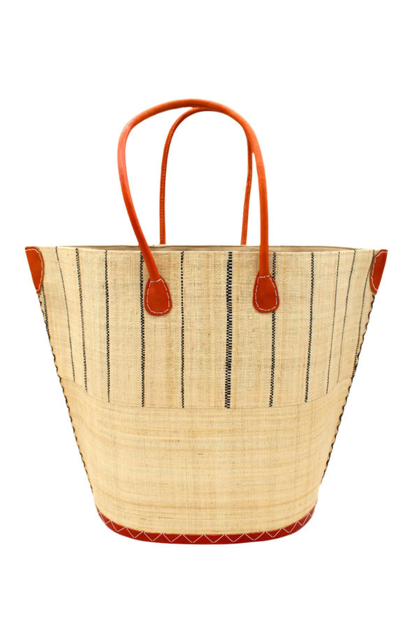 Shebobo - Santa Cruz Two Tone Pinstripes Large Straw Tote Bag